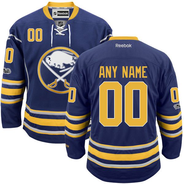 Men Buffalo Sabres Reebok Navy Custom Home Centennial Patch Premier NHL Jersey